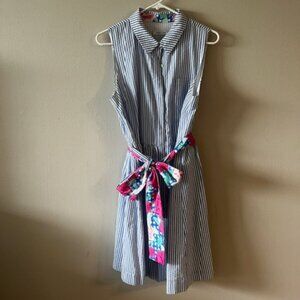 Women's Vineyard Vines Kentucky Derby Flower Stripe Seersucker Sleeveless Dress
